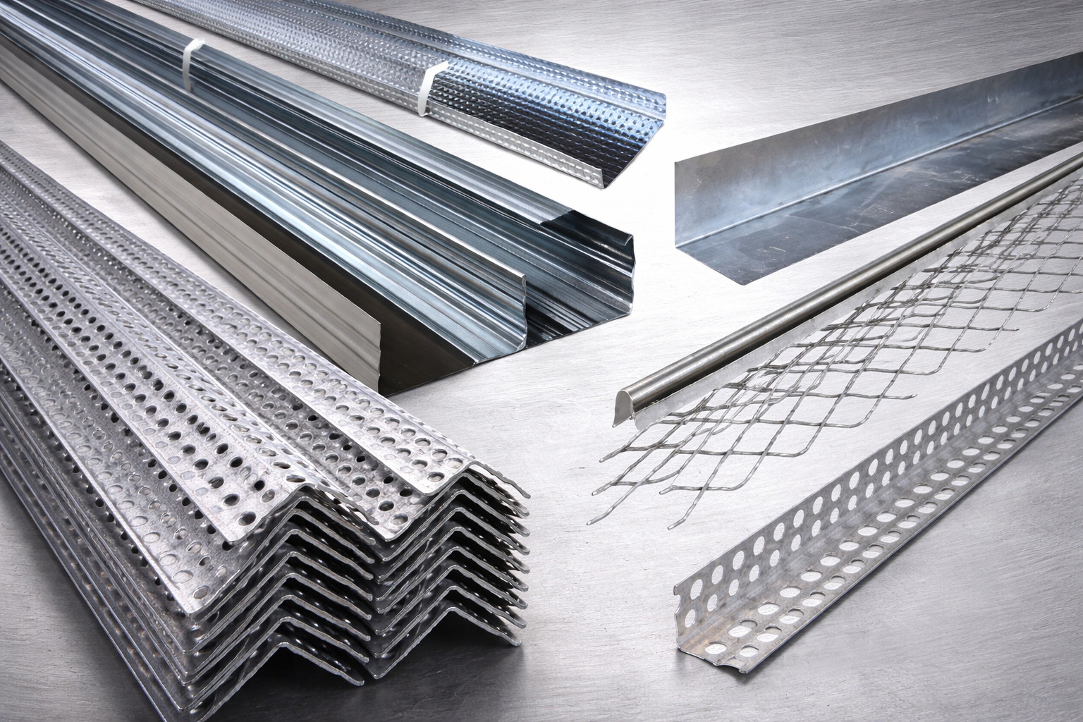 Galvanized steel profiles and angle beads